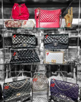 A peek into our selection of  120 luxury handbags! To see more, stop in at 6218 Westheimer. Chanel, Dior, Gucci, LV, YSL