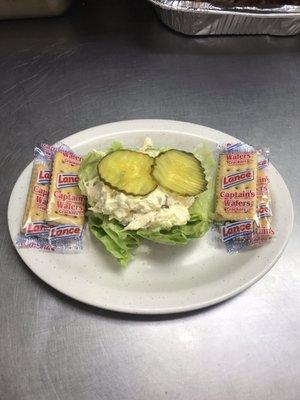 Home Made Chicken Salad on lettuce