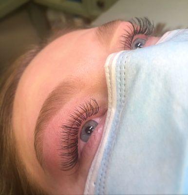 Classic eyelash extensions and precision brow shaping