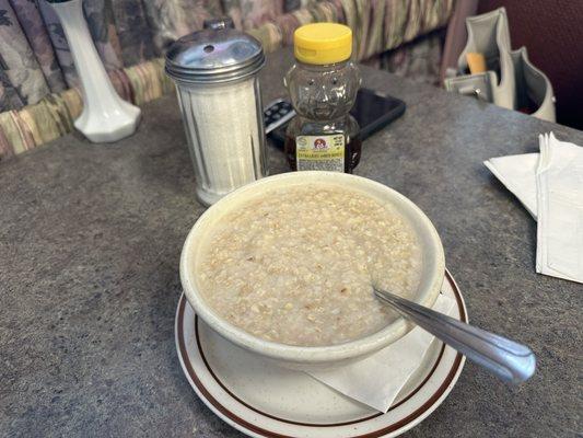 A huge bowl of oatmeal.