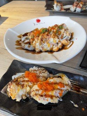 Baked Lobster Roll and 4 Piece Baked Mussels