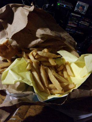 The fries were refryed and tasted disgusting.