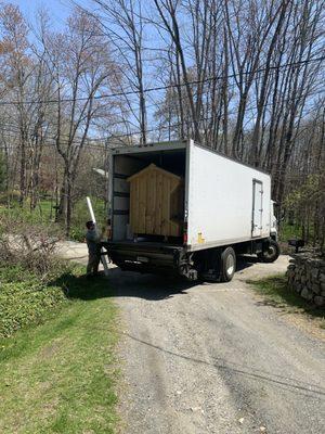 Andy and Chris delivering our chicken coop