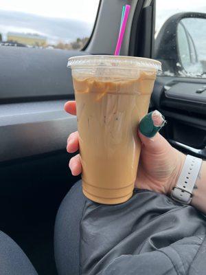 Quad Americano with cream