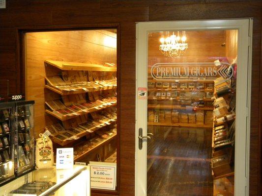 We have a large 175 square foot walk-in humidor.