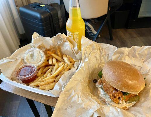 This "Wings Sandwich" (including fries), $18.