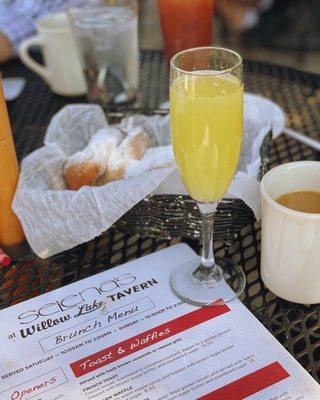 Two dollar mimosas, coffee and fresh, hot beignets!