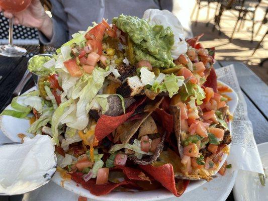 Full size nachos with blackened chicken - so yummy!!!!