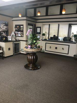 Our patient reception area, is beautiful and inviting. We offer cold or room temperature "Smile Water", or a nice hot cup of coffee.