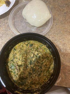 Beef egusi (Nigerian stew) with fufu