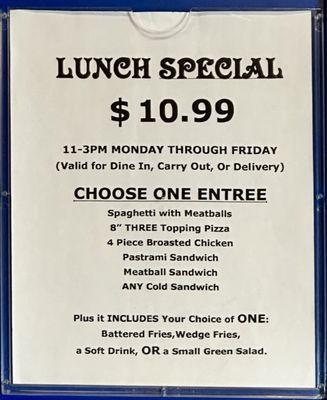 Lunch Special from 11-3PM M-F