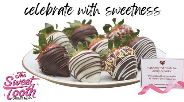 Celebrate with our chocolate covered strawberries!