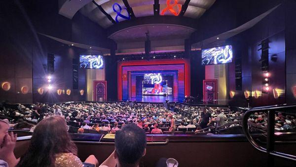 View on the stage from the mezzanine Section 5 Row B.