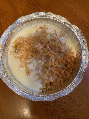 Side of rice with cheese sauce