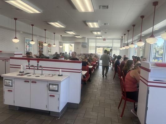 View from counter to dining area.