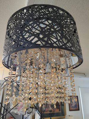 Gorgeous chandelier with shimmering amber crystals