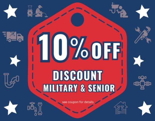 10% Off Military & Senior Discount - Fraser Plumbing of San Diego