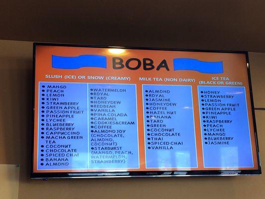 Updated Boba menu.