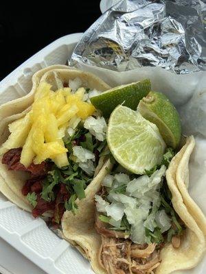 Al pastor and carnitas