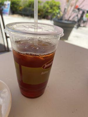 Enjoying lunch outside on the patio.