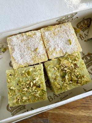 Mango Coconut (top), Pistachio (bottom)