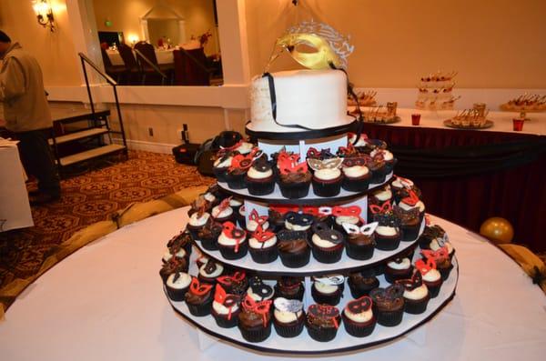 Red Velvet and Chocolate Cupcakes with Masks