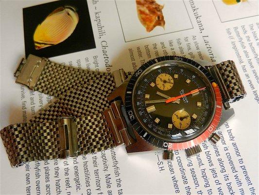 1973 BULOVA DEEP SEA CHRONOGRAPH " B " on JB CHAMPION USA NASA bracelet