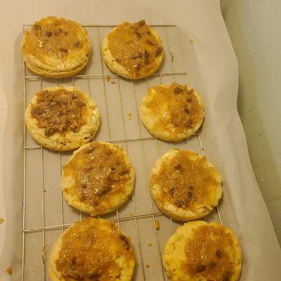 Coconut pecan walnut white chocolate cookies with coconut pecan frosting