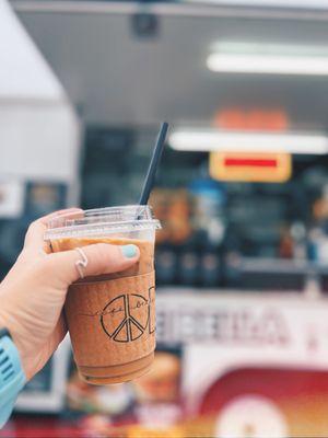 16oz iced coffee includes a shot of espresso