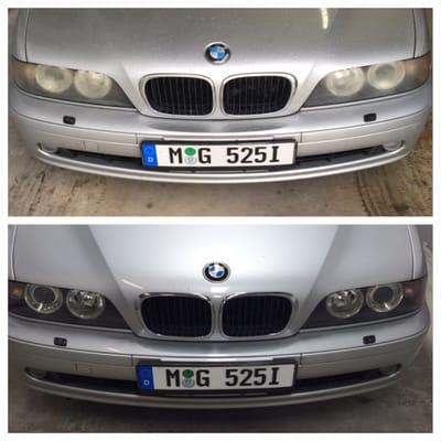 Amazing headlamp restoration on a BMW 525i