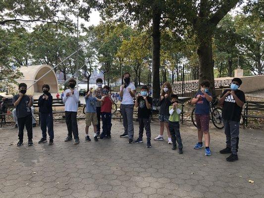 Learning how to protect ourselves in East River Park.