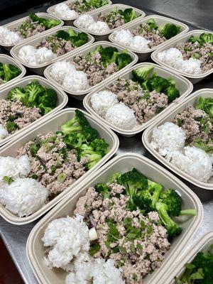 Thai Turkey Larb with Broccoli and Coconut Rice