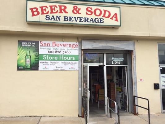 San Beverage entrance is on back side of Plymouth Square Shopping Center behind REI.