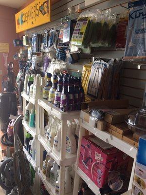 We sell Kirby bags, shampoos, pet odor removers and parts. We also repair and refurbish older Kirby Vacuums