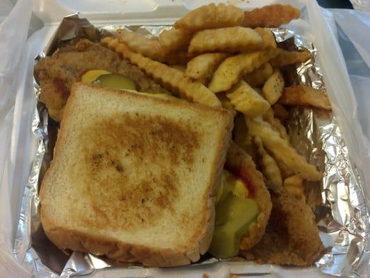 Whiting fish sandwich with seasoned fries