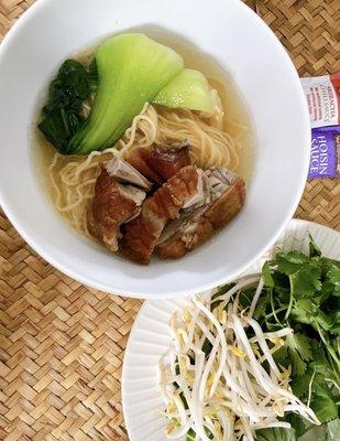 51. Roast Duck Noodle Soup the herbs and bean sprouts come in a separate bag