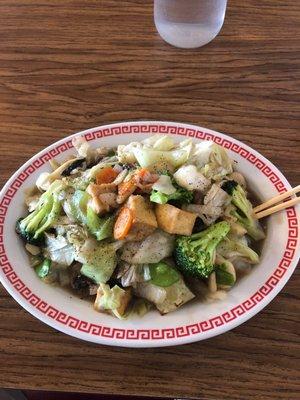 Mixed vegetables with tofu added