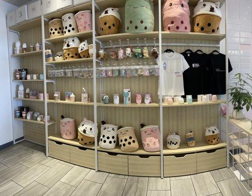 The cute merchandise they have inside the boba shop