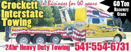 Crocketts Interstate Towing 29887 Kelso St  Eugene, OR 97402  Call 541-554-6731