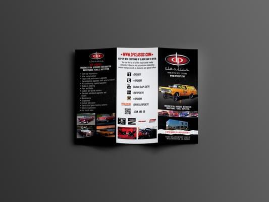 Print collateral for Orange County restoration shop D&P Chevy.