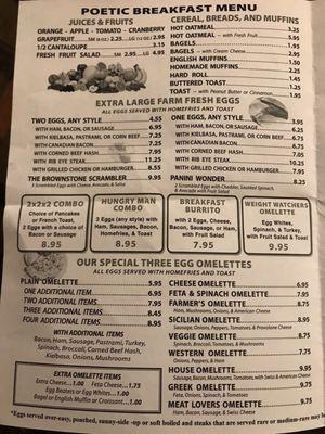 The menu