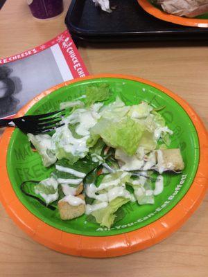 Lettuce and croutons. This is their idea of a salad bar.