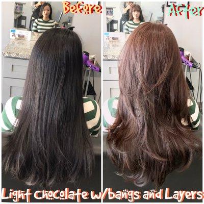 Light Chocolate w/ bangs and Layers