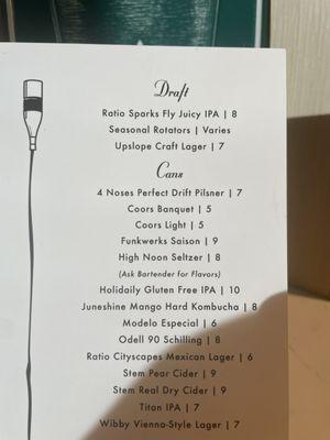 Beer draft and can options.