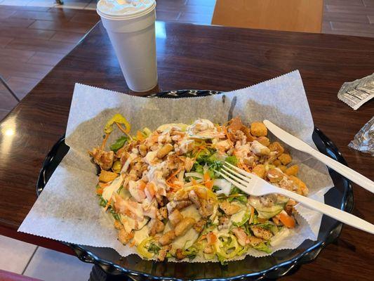 The best grilled chicken breast salad I've had in a long time... this plate is HUGE!