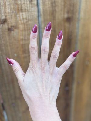 Berry Pretty Dip Powder on My Real Nails ($45 with an additional $5 charge if nails are long) by Sandy