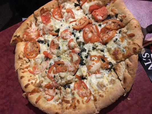 Margarita pizza with chicken added (no extra cost!)