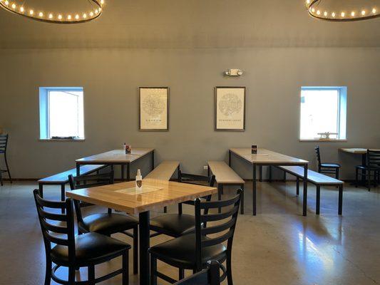 Open and spacious taproom.