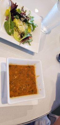 Harira soup and salad