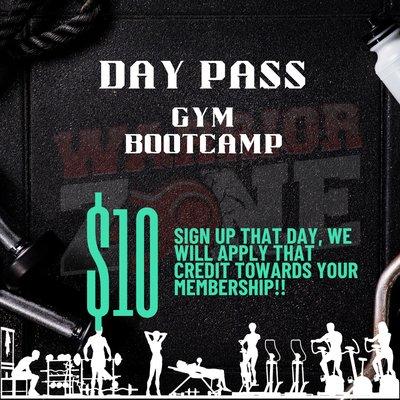 Day passes $10 sign up for our membership and we will apply those $10 towards your membership.